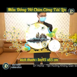 Đồng Hồ Treo Tường Con Chim Công Tài Lộc Chính Hãng D1 Home Kim Trôi Trang Trí Tường Decor Phòng Khách -20