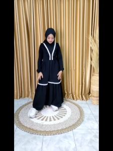 GAMIS ANAK PEREMPUAN HITAM SET JILBAB TERBARU