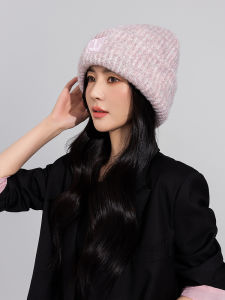 หมวกไหมพรมถักสำหรับผู้หญิง ฤดูใบไม้ร่วง/ฤดูหนาว หมวกทรงสี่เหลี่ยม ทรงหลวม ปกป้องหู ขนาดใหญ่ หมวกฤดูหนาวแบบลำลอง