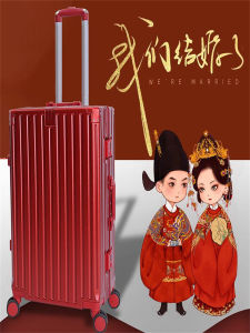 Vali Du Lịch Màu Đỏ Có Khóa Mật Khẩu Túi Đựng Đồ Đeo Vai Chất Liệu ABS+PC Có Bánh Xe Đa Năng Dung Tích Lớn Dành Cho Đám Cưới