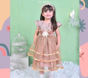 GAUN ANAK/BAJU PESTA/DRESS ANAK/CLARITA DRESS/BRUKAT TILE TUTU SATIN/ECERANGROSIRAN