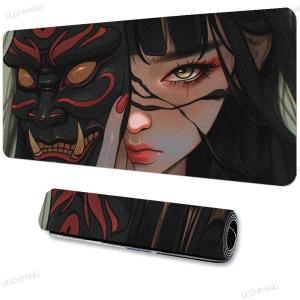 Samurai ghost mask girl Mouse Pad Gamer Mouse Pads Laptop Keyboard Mousemat XXL Large Mousepad Gaming rubber PC Office Desk Mats