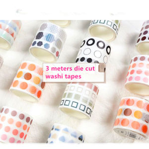 Dot Geometric Die Cuts Washi Tapes Creative Patterned Japanese Paper Tape for Scrapbooking And Crafts
