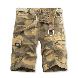 Camouflage Cargo Pants Mens Summer Shorts Loose Straight-leg Casual Pants Multi-Pocket Fifth Pants Trendy Beach Pants Outwear