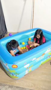 Kolam Renang Anak Jumbo 3 Ring 150*105*50 cm Kolam Mandi Bola Pompa Tiup Inflatable Kolam Balon Anak Baby PVC