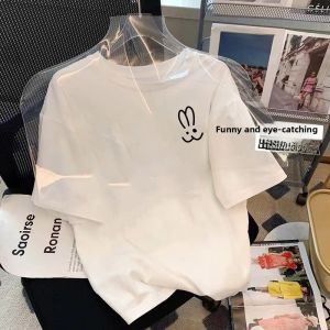 plus Size Womens Cotton T-Shirt Cartoon Girl Short Sleeve Summer European Style Large Version Purple Top for plus Size Women