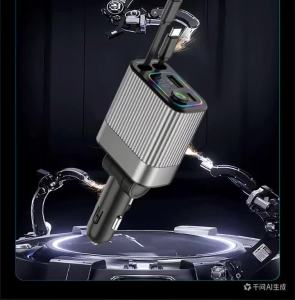 kebidumei | 4 in 1 Car Charger Bluetooth FM Transmitter USB Type C Fast Charging Adapter with Digital Display Charge Cigarette Lighter