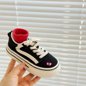 Apple Embroidered Canvas Shoes Casual Indoor Shoes for Children Spring Autumn Korean Style Boys Girls Toddler Nursery Shoes