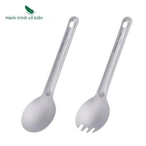 Chuyến Hải Hành Vô Biên Titan Bộ Dao Kéo Có Thể Tái Sử Dụng Thìa Spork Nhẹ Cắm Trại Ngoài Trời Bộ Đồ Ăn Không Tay Cầm Phong Cách Tròn Cho 1-2 Người Dùng