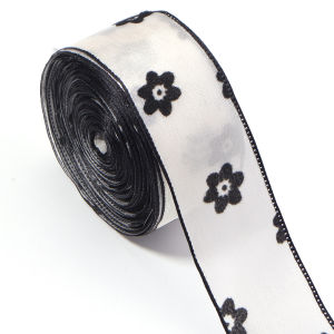 Retro Elegant 10 Yards Love Dot Printed Ribbon Polyester Sewing Accessories DlY Ribbon Flocked Soft Silk Satin Ribbon DIY Making