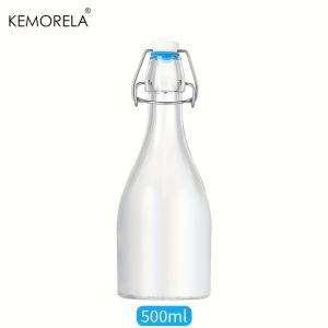 1PC 500ml/750ml Frosted Glass Beverage Bottle with Flip Lock Airtight Brewing Jar for KombuchaCold Brew Coffee and Infused Water