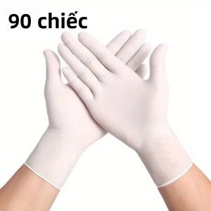 Găng Tay Nitrile Trắng Dùng Một Lần 30/60/90 CÁI Chống Thấm Nước Để Nhuộm Tóc Gia Đình Nhà Bếp Rửa Chén Làm Sạch - Size S/M/L/XL