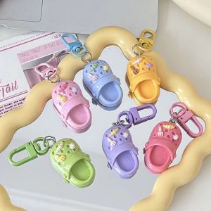 Cartoon Cute Colorful Cavernous Shoes Keychain Funny Slippers Key Chains Pendants Backpack Mini Kawaii Keyring Pendant Decoration