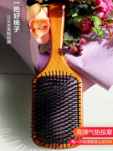 Bàn Chải Gỗ Bơm Hơi Cho Tóc Xoăn Dài Cho Phụ Nữ Bàn Chải Mát-xa Đầu Và Da Đầu Bàn Chải Gỗ Cầm Tay Cầm Thẳng Bàn Chải Massage