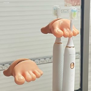 Bathroom Toothbrush Holder Palm Foot Clip Storage Rack Cartoon Style Japanese Design Wall Mounted Toothbrush Stand Organizer