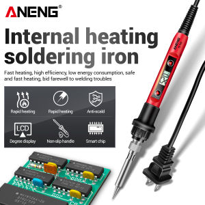 ANENG | ANENG SL102 LCD Digital Electric Soldering Iron 60W Temp Adjustable 180-520℃ 110V US Plug Long Cable DIY Circuit Welding Iron
