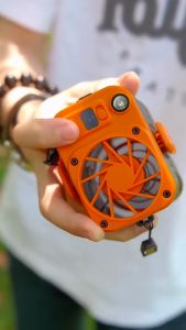 Quạt mini đeo cổ mang ở thắt lưng mô tơ không chổi than Brushless điều chỉnh 3 tốc độ sạc dự phòng dung lượng 10000mAh