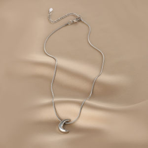 Titanium Steel Moon Necklace Womens Fashionable Minimalist Style Floral Trace Cold Tone Chain Fresh Outing Summer 2023