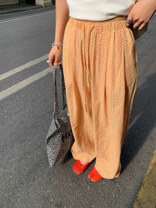 Tefamani 2025 New Style Printed Wide Leg Pants High Waist Cotton Casual Trousers for Women Fashionable Striped Floral Pants