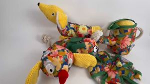 Đồ chơi nhồi bông vải hoa chống cắn cho chó Frisbee vải hoa – Đen Ta pet shop