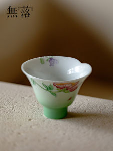 Green Qi Gong Fu Tea Set Ladies Personal Drinking Cup Handpainted Ceramic Tea Cup from Dehua County China Handmade Craft