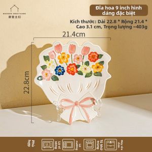 MODERN SWEETHOME | Dụng Cụ Ăn Cơm Gia Đình Có Hoa Nổi Dưới Men