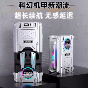 Sliding Cover Wireless Bluetooth Earphones Half-In-Ear Esports Gaming Low Latency High Sound Quality Cool Mecha Style