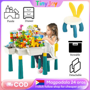 Building Blocks Table Chair Set Multi-Functional Kids Study & Play with Storage 200+ Pieces for Creative Learning