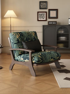 Green Wooden Leisure Sofa Chair Vintage Style for Living Room Balcony Bedroom Reading Single Person Home Furniture