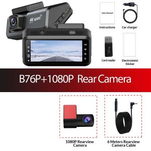 4K WIFI GPS Dash Cam Mini CAR DVR Driving Recorder Front and Rear Dual Lens 1080P Black Box Camera Night Vision Parking Monitor
