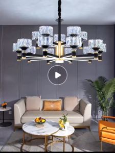 Ceiling light modern design pendant lamps living room hanging light restaurant and bedroom chandelier Tricolor Nordic Chandelier Crystal Hanging Lights Pendant Lamp Ceiling Light DropLights For Dining