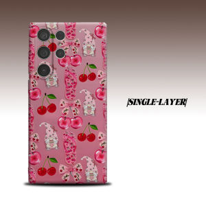 Pink Cherry Bow Cartoon For Samsung Galaxy S26 S25 S24 A56 A36 Dual Layer Luxury Fashion Full Lens Protective Case
