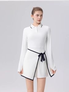 Color-blocked Polo Collar High-stretch with Shorts Womens Tennis Dress