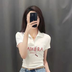 Áo Thun Tay Ngắn Cổ Polo Nữ Mùa Hè 2025 Dáng Ôm Vừa Vặn Đa Năng Ngắn Phong Cách Mới Cho Bé Gái Thời Trang Thường Ngày