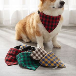 Classic Plaid Adjustable Pet Dog Bandana Collar Triangle Bib Scarf for Small to Medium Dogs And Cats Pet Neck Scarf Accessory