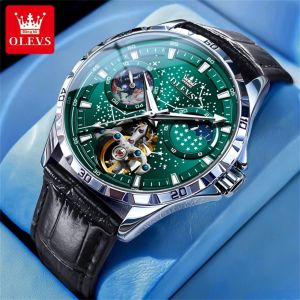 OLEVS | OLEVS Nam Bánh Đà Đồng Hồ Tự Động Dạ Quang Bầu Trời Đầy Sao Hiển Thị Thép Không Gỉ Chống Sốc Chống Nước Cơ Đồng Hồ Đeo Tay