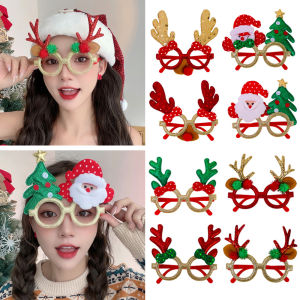 Christmas Santa Claus Glasses Funny Snowman Elk Antlers Pattern Eyewear Boys Girls Selfie Props Christmas Party Decoration 2024 New Year Kids Gift