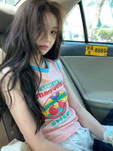 Dopamine 2025 Summer Design Letter Print Short Sleeveless Womens Top Sweet Spicy Mini Vest Age Reduction Versatile Aileen Brand