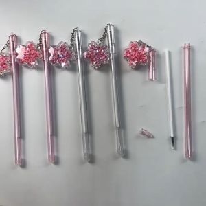 MOMO 0.5mm Cherry Blossom Pendant Gel Pen Black Ink Gel Pen Heart Quicksand Glitter Pen Signature pen