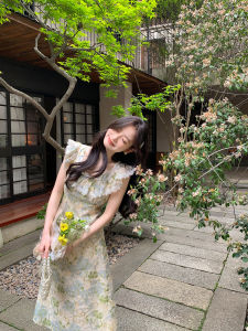 Romantic French Style Summer Outing Skirt Heavy Embroidery Long Dress for Women with Lace Trim Casual Chic Polyester Rayon Nylon