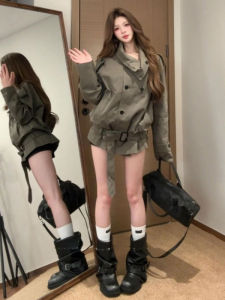 CHANGTONG | Korean Style Short Length Stand Collar Trench Coat Female