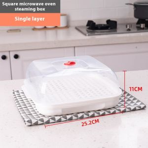 GIANXI Food Grade PP Microwave Steaming Box Heating Utensils Kitchen And Home Multi-Layer Steamed Bread Steamed Rice Grid