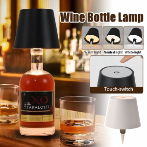 MBMSHEGH LED Liquor & Wine Bottle Lamp Wireless USB Rechargeable 3 Colors Dimmable Touch Control Bottle Stopper Light Atmosphere Night Light Home Bar Christmas Decor