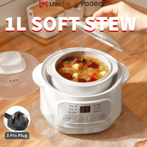 🔥Ready Stock🔥Electric Slow Cooker 1L Automatic Electric Stew Pot Digital Multi-function Cookers Ceramic Liner Soup Pot Baby Porridge Pot