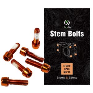 Chooee Bike Stem Bolts 6pcs M5x18mm Steel Alloy Handlebar Stem Screws for MTB Road Bike Bicycle Stem Assembly Replacement Part