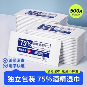 Portable Individual Pack 75% Alcohol Wet Wipes Disposable Antibacterial Wet Paper Towels for Students Outdoor Emergency Supplies
