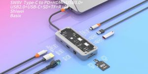 Bộ Chuyển Đổi Hub USB C 8 Trong 1 100W PD Với Cổng Ethernet Hỗ Trợ MacBook Pro Máy Tính Xách Tay Máy Tính Bảng Kết Nối HDMI RJ45