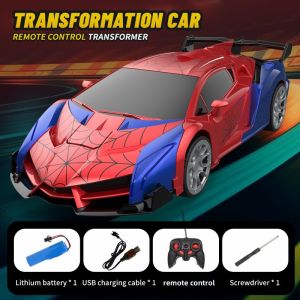 1:18 RC Transforming Car Robot Toy LED Lights 2.4GHz Drift Racing Vehicle One-Button Transform Rechargeable 360° Rotation