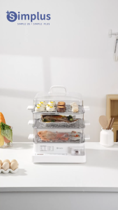 【NEW】Simplus Electric Food Steamer 3 Tier 21L Large Capacity 1300W Concentrated Heating 24H Timer Enlarged Stainless Steel Steaming Trays
