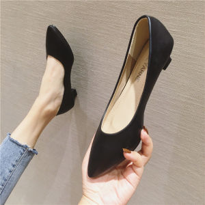 รองเท้าส้นเตี้ยสีเงินสไตล์ใหม่สำหรับผู้หญิงในช่วงฤดูใบไม้ผลิ รองเท้าทำงานแบบสวมหัวแหลม พื้นนุ่ม รองเท้าสวมสบายสำหรับใส่ทำงาน